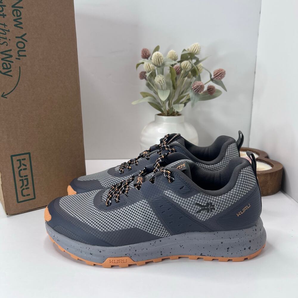 KURU Gray and Orange Trail Sneakers